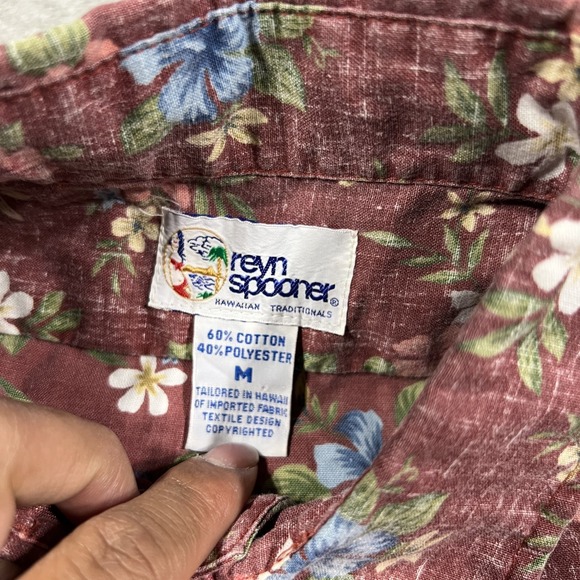 Reyn Spooner Hawaiian Shirt Mens Medium Floral Button Up Reverse Print - Picture 6 of 10